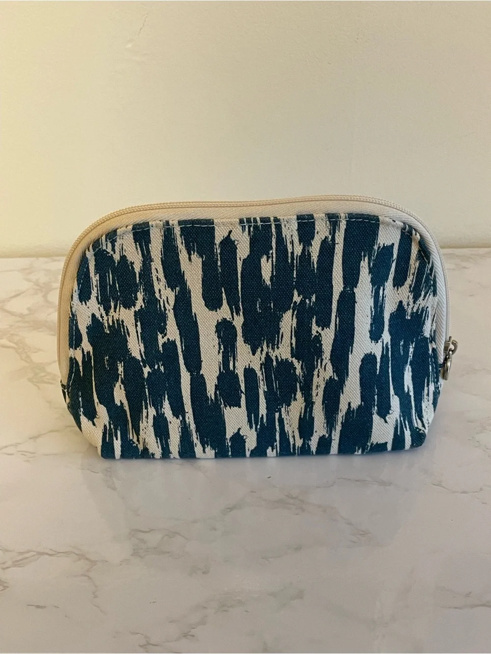 Origins Navy and Cream Abstract Zip Cosmetic Pouch